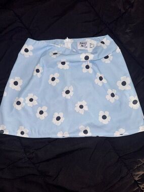 Princess Polly Light Blue Floral A-Line Mini Skirt
